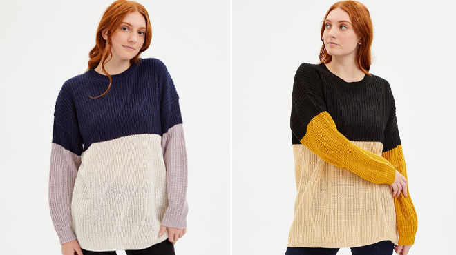 Evelyn Taylor Womens Color Block Sweaters