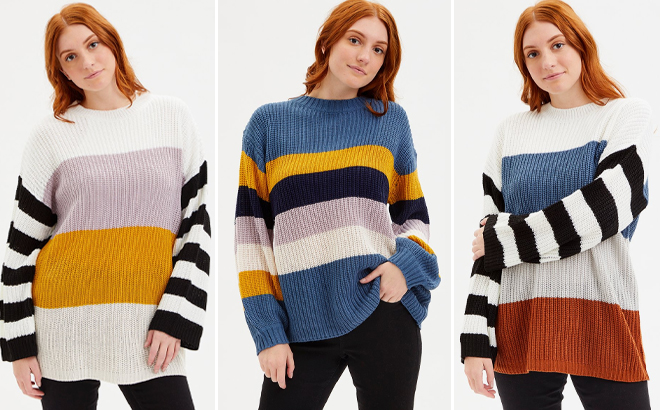 Evelyn Taylor Womens Stripe Sweaters