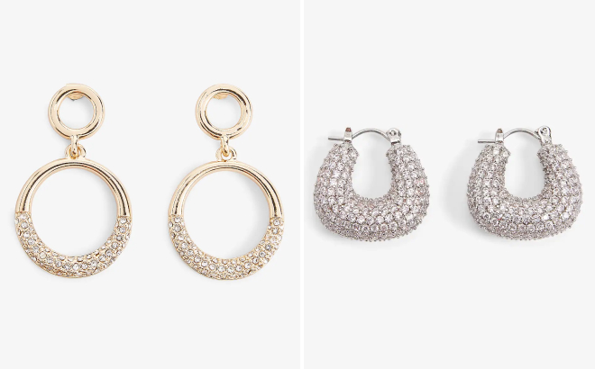 Express Double Circle Earrings and Mini PAve Hoop Earrings Express Double Circle Earrings and Mini PAve Hoop Earrings