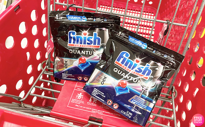 Finish Quantum Dishwasher Detergent Tablets on a Cart