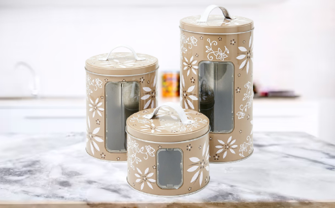 Floral Tin 3 Piece Canister Set