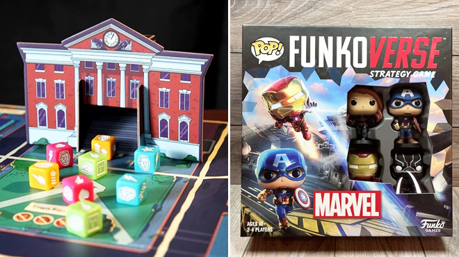Funko Back to The Future Back in Time Board Game and Funkoverse Marvel 100 4 Pack