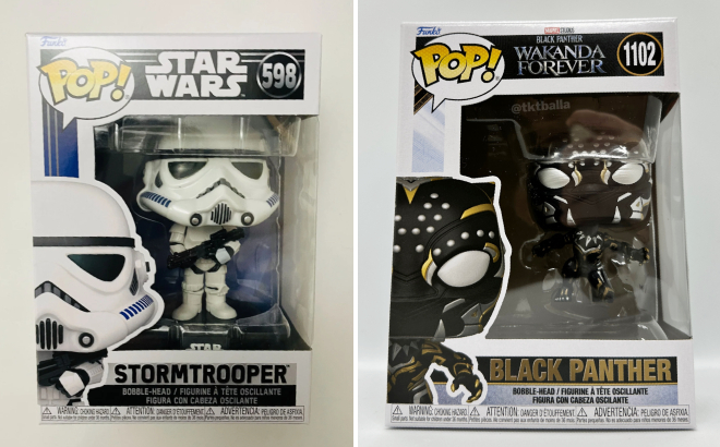 Funko Pop Stormtrooper and Black Panther Bobble Head Figure