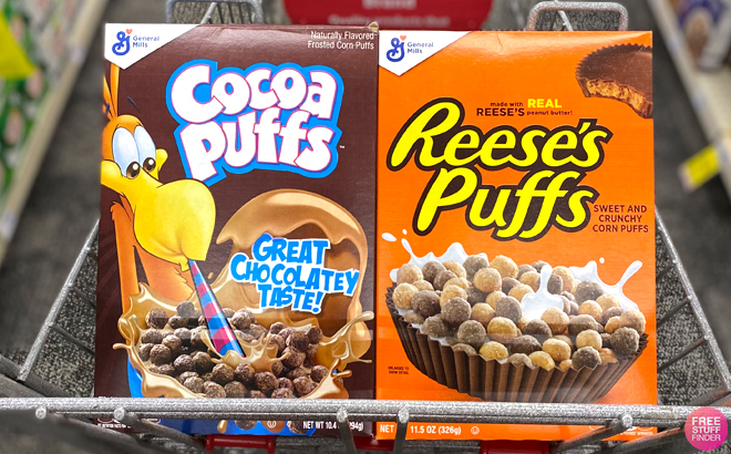 General Mills Cocoa Puffs and General Mills Reese's Puffs Cereal in Cart