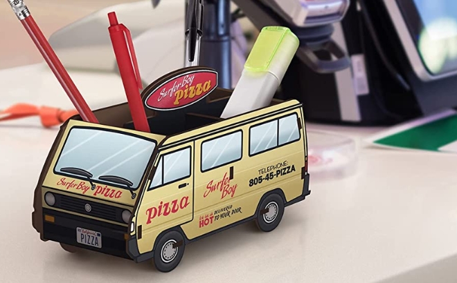 Genuine Fred Stranger Things Surfer Boy Pizza Desk Caddy on a Counter