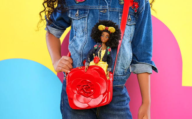 Girl Wearing Disney Beauty and the Beast Crossbody Bag Girl Wearing Disney Beauty and the Beast Crossbody Bag