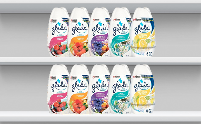 Glade 10 Air Fresheners on a shelf