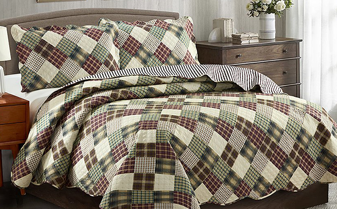 Glory Home Designs Brown Jennifer Reversible Quilt Set