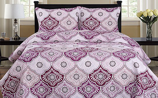 Glory Home Designs Purple Reversible Nikki Quilt Set 1