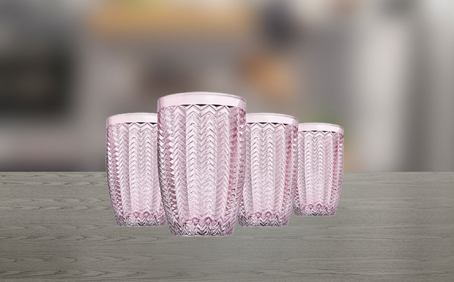 Godinger Carson Vintage Highball Glass Set In Pink