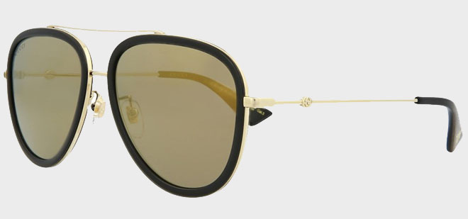 Gucci Gold Black Aviator Sunglasses