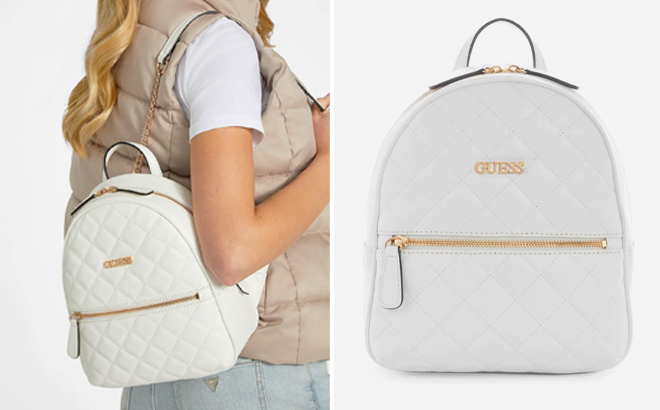 Guess Factory Ackherman Quilted Backpack with Woman
