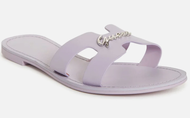 Guess Factory Womens Lilly Lilac Issa Cutout Logo Slide Sandals