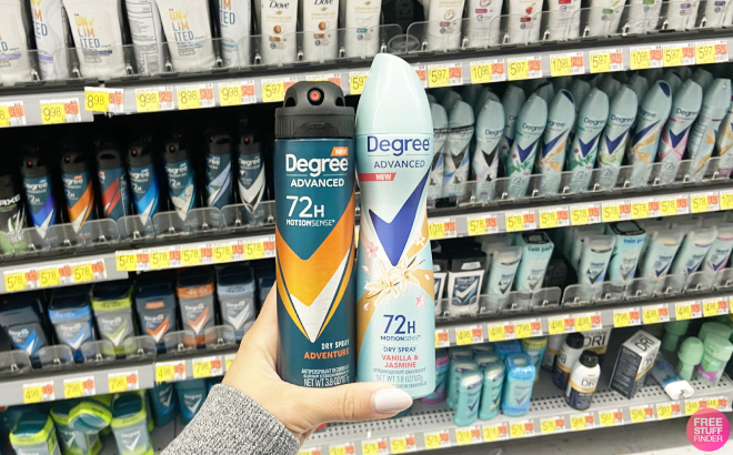 Hand Holding Degree Mens and Womens Dry Spray Deodorant