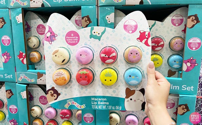 Hand Holding a Pack Squishmallows Lip Balm