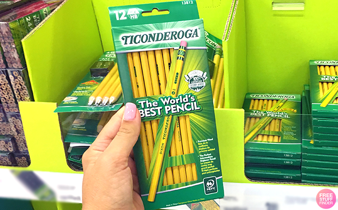 Hand holding Ticonderoga Wood Cased Pencils
