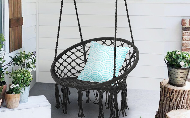 Hanging Patio Hammock Chair in Black Color
