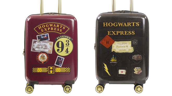 Harry Potter 21 Inch Hardside Luggage in Burgundy Color on the Left and Harry Potter 21 5 Inch Luggage on the Right