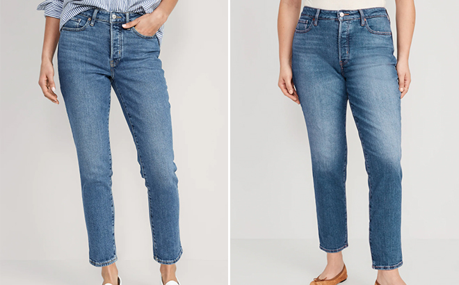 High Waisted Button Fly OG Straight Ankle Jeans