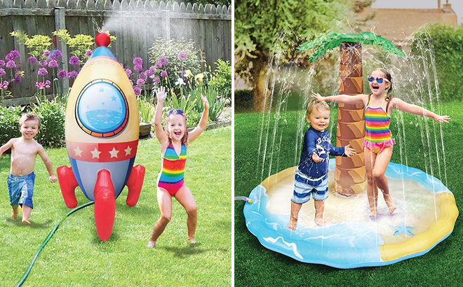 Inflatable Sprinklers Rocket Ship & Palm Tree Inflatable Sprinklers Rocket Ship & Palm Tree