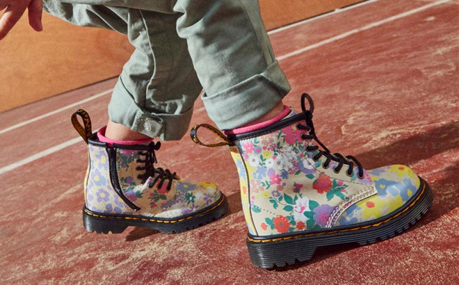Kid Wearing Dr Martens Floral Boots