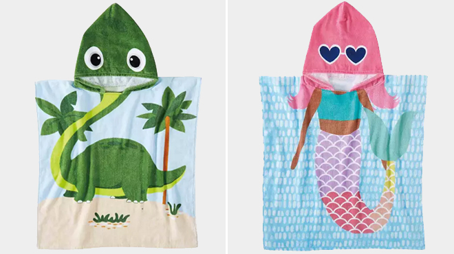 Kids Dinosaur and Mermaid Hooded Beach Towels