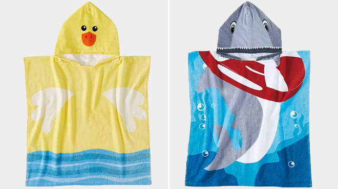 Kids Duck and Shark Hooded Beach Towels