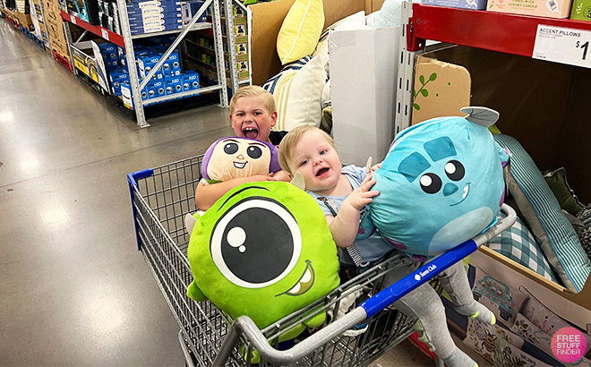 Kids with Toys Inside a Shopping Cart at Sams Club Store