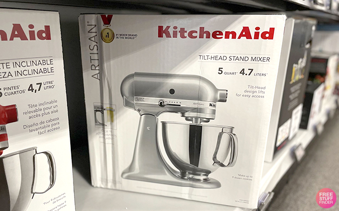 KitchenAid Artisan 5 Quart Stand Mixer in a Box on Store Shelf