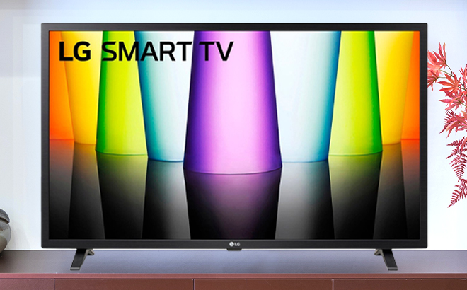 LG 32 Inch Class LED HD Smart webOS TV on shelf