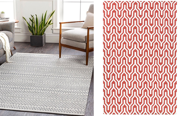 La Casa Bohemian Rug and Fallon Coral Ivory Wool Rug