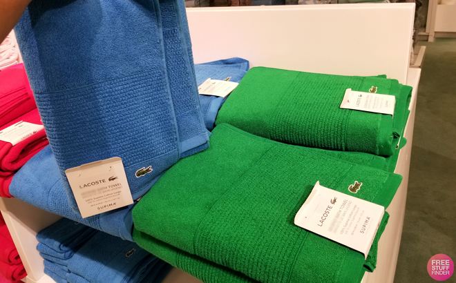 Lacoste Bath Towels in Blue and Green colors