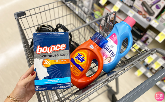 Laundry Care Products on a Cart