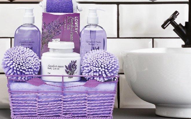Lavender Jasmine Home Spa 8 Piece Gift Basket