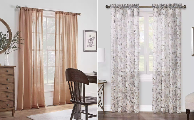 Linder Street Cotton Single Panel Curtain and Regal Home Floral Printed Single Panel Curtain