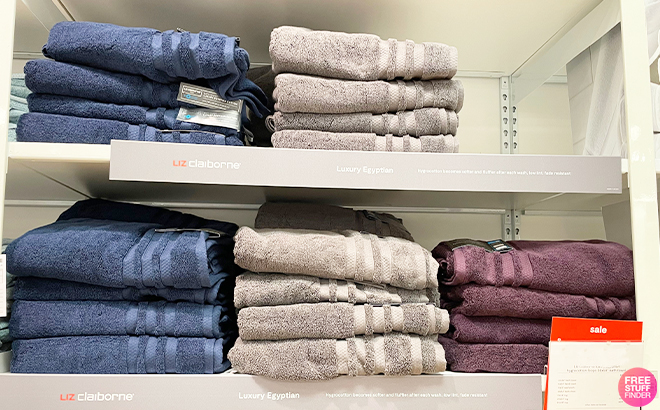 Liz Claiborne Luxury Egyptian Cotton Bath Towels on Shelves at JCPenney