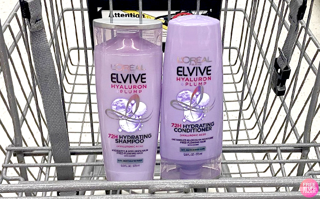 Loreal Paris Elvive Hyaluron Plump Hydration Shampoo and Conditioner in a Cart