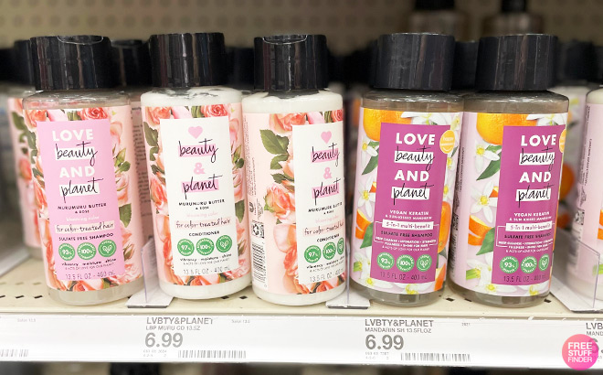 Love Beauty Planet Shampoos on Shelf