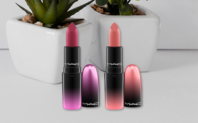 MAC Love Me Lipstick Duo on a Table