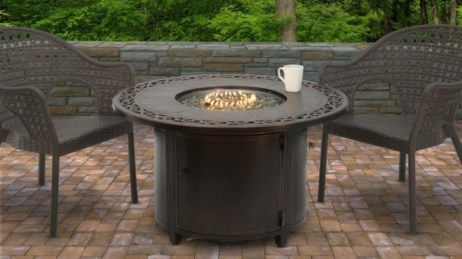 Mabry Outdoor Fire Pit Table with Lid