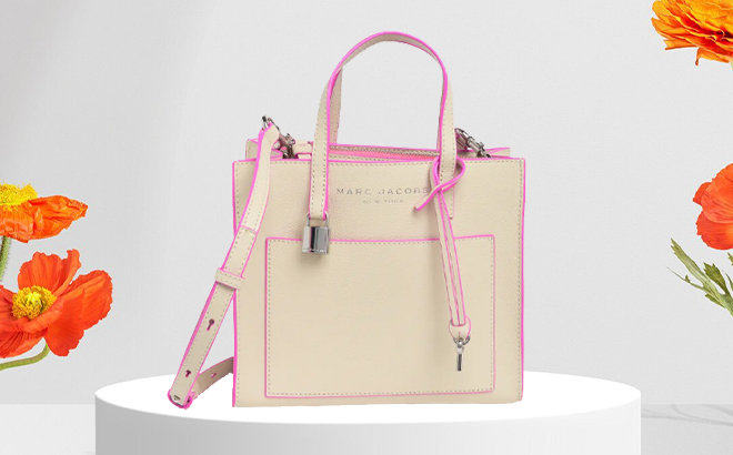 Marc Jacobs Mini Grid Leather Crossbody Marshmallow Tote