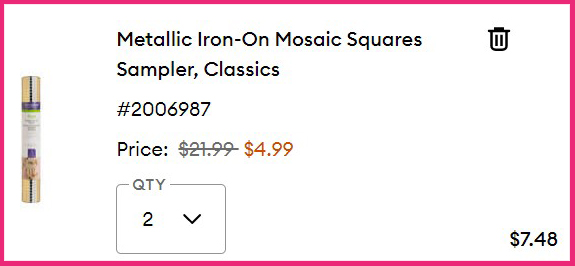 Metallic Iron On Mosaic Squares Sampler Classics Checkout Summary