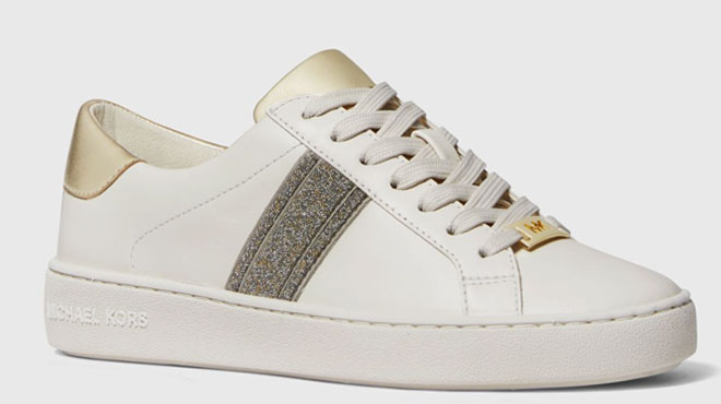 Michael Kors Irving Glitter and Leather Stripe Sneaker Michael Kors Irving Glitter and Leather Stripe Sneaker 2