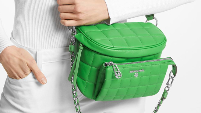 Michael Kors Quilted Leather Sling Pack in Green Color