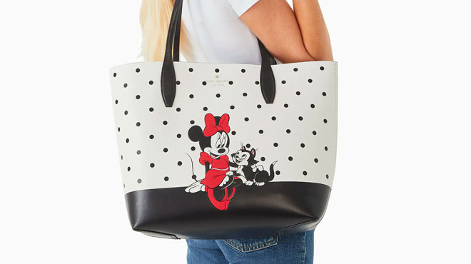 Model Wearing Kate Spade x Disney Tote Bag