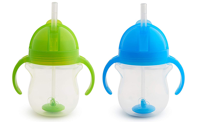 Munchkin Weighted Straw Trainer Cup 2 Pack 7 oz Blue Green Color