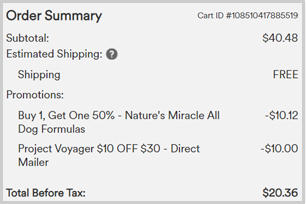 Natures Miracle Oxy Formula Stain Odor Removers checkout screenshot