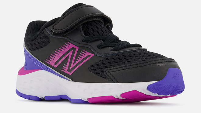 New Balance 680v6 Bungee Kids Shoes inBlack with magenta pop and aura colors