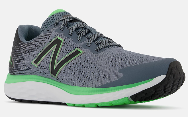 New Balance Fresh Foam 680v7 Mens Shoes in Ocean grey with black and vibrant spring color