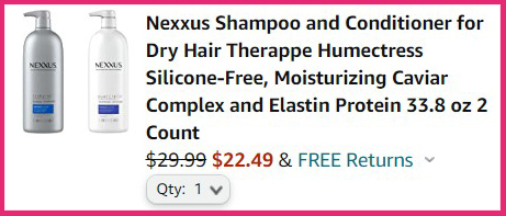 Nexxus Shampoo and Conditioner Checkout Summary